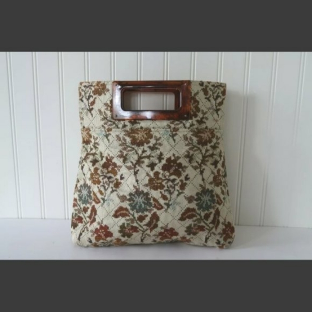 Boho Carpet Tapestry Bag Mid Century Modern Cottage Core Purse Lucite Handle